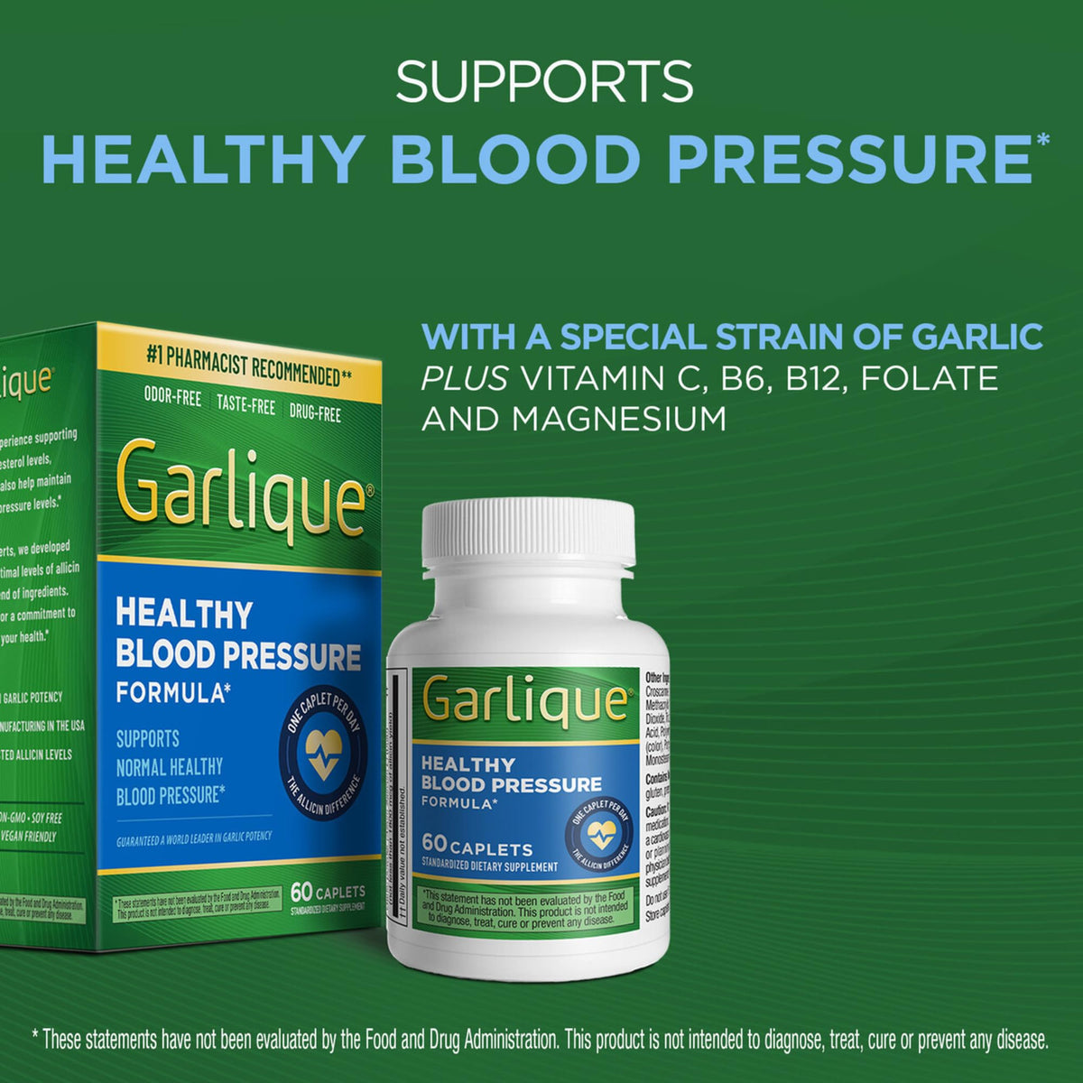 Odorless Vegan Garlic Extract Supplement 60 Caplets J484