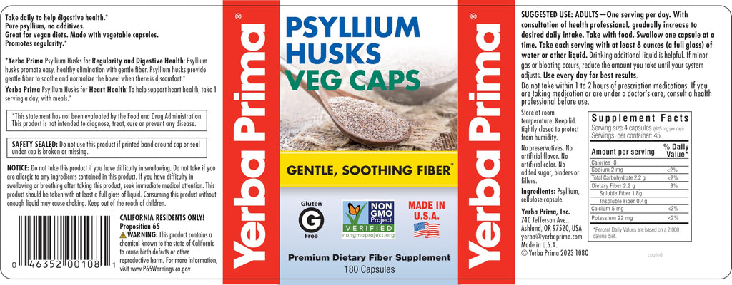 Psyllium Husks Fiber Veg Caps 180 Pack of 2 S8077