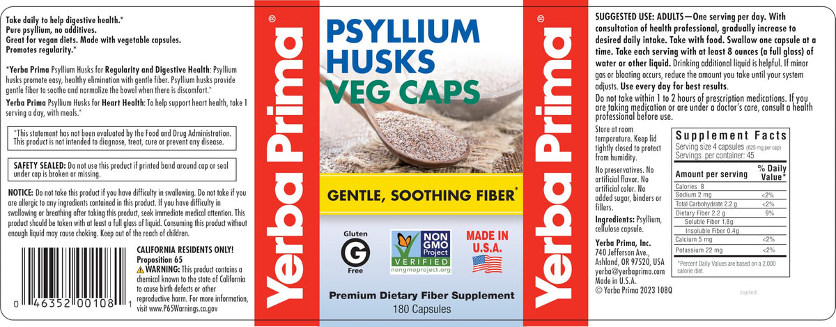 Psyllium Husks Fiber Veg Caps 180 Pack of 2 S8077