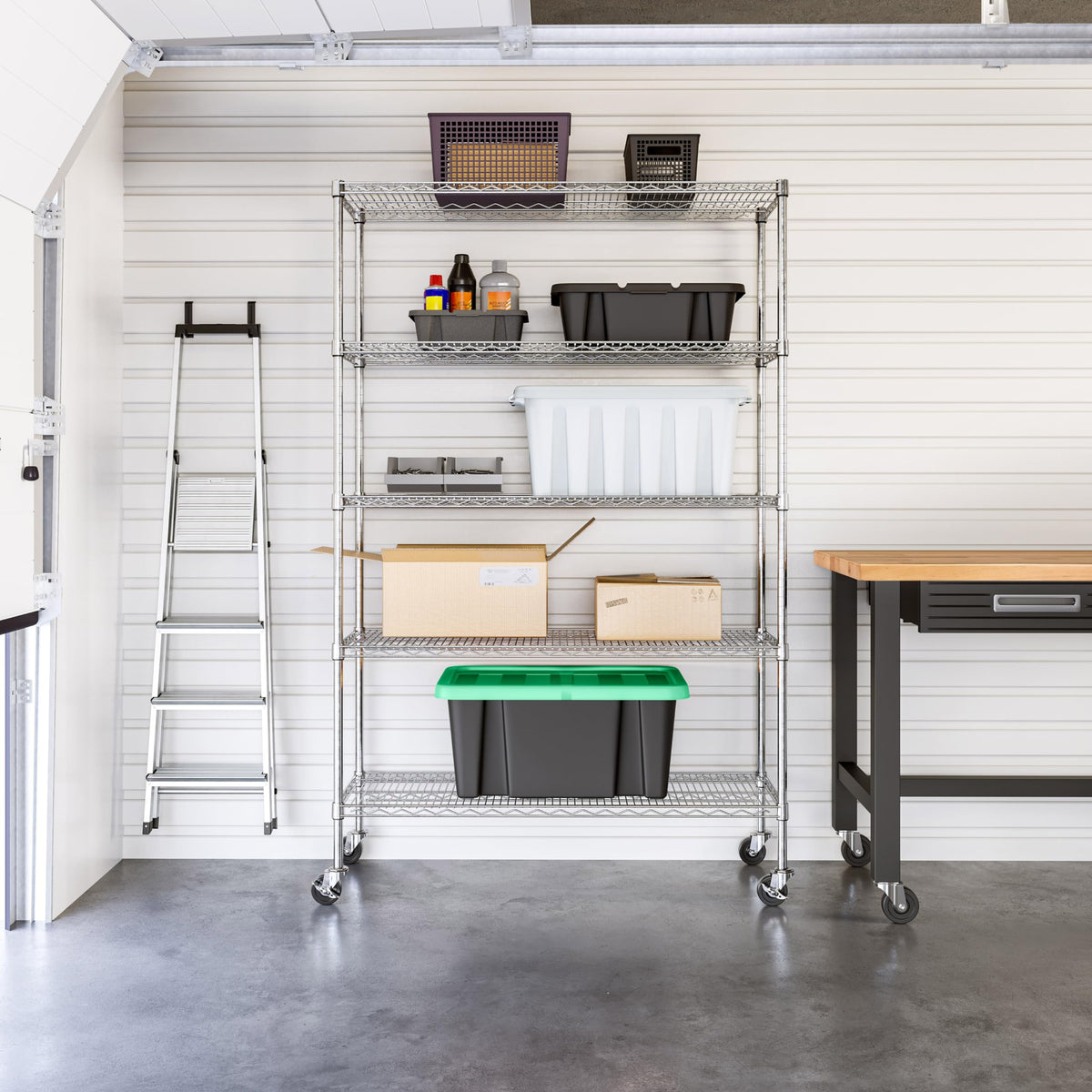 5-Tier Solid Steel Wire Shelving Rack R884