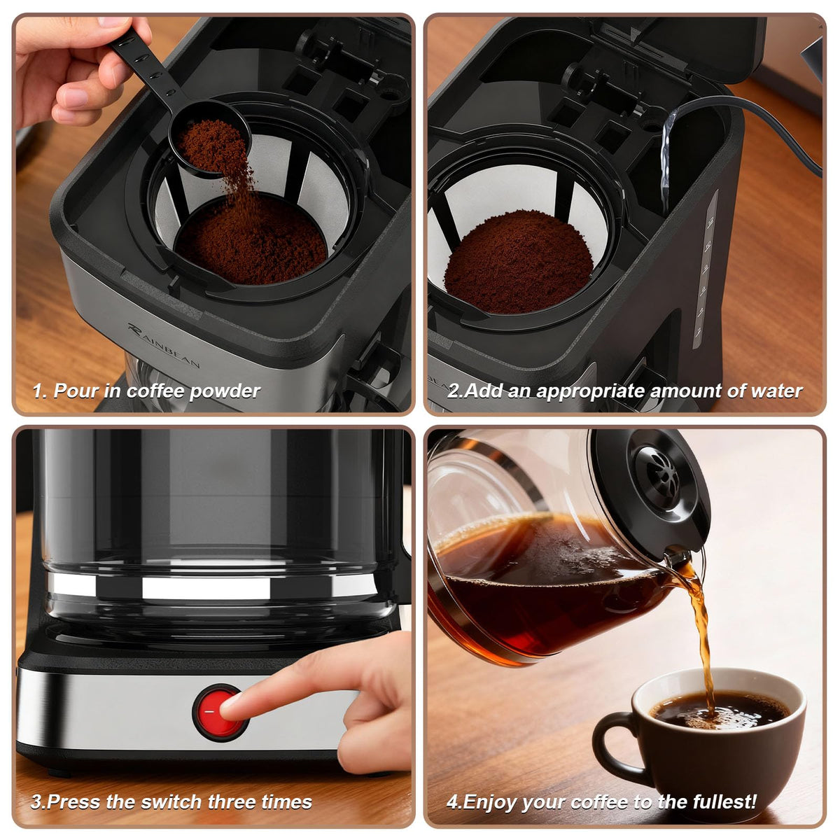12-Cup Drip Coffee Maker with Glass Carafe Q496