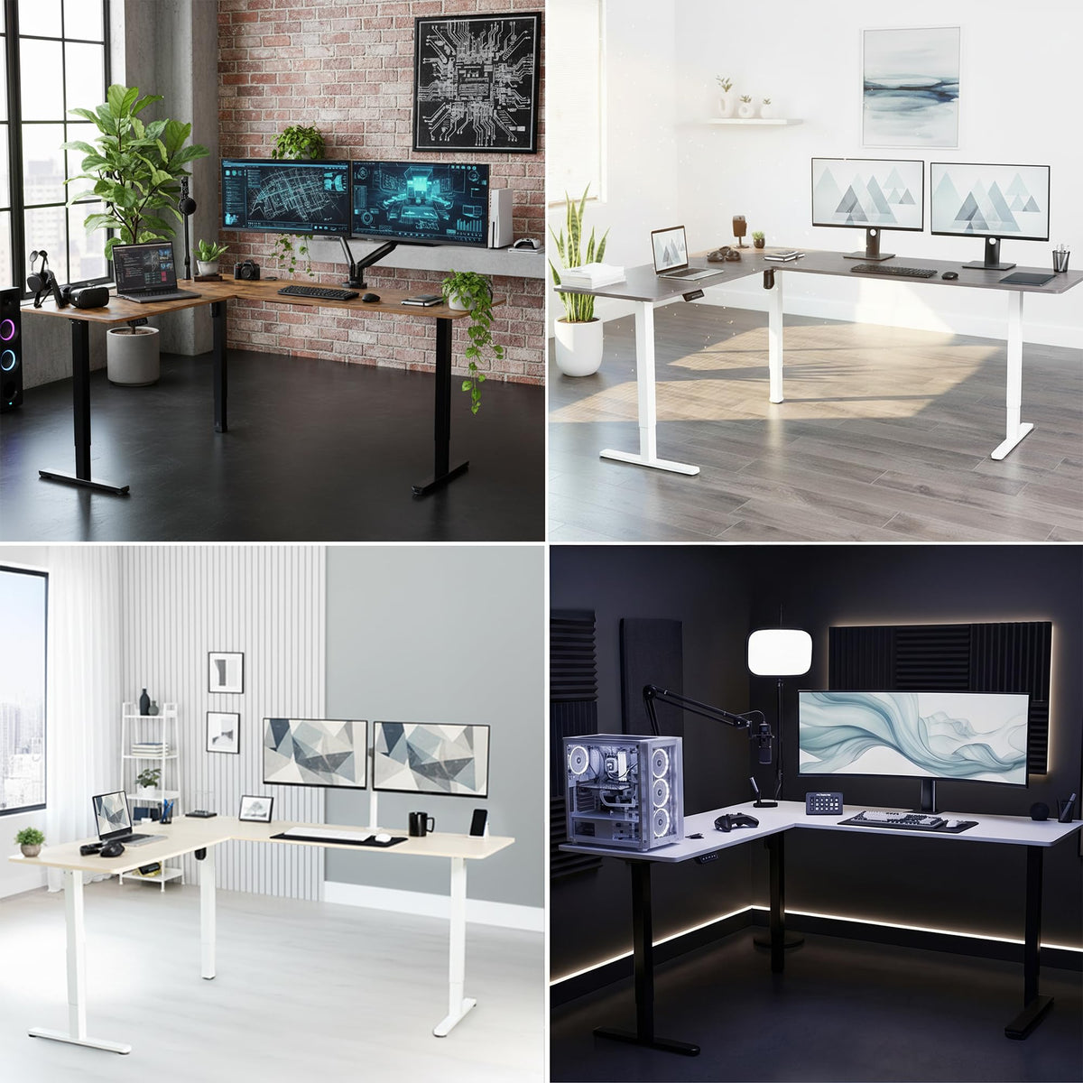 Black 75 x 63 in Corner Standing Desk K76686