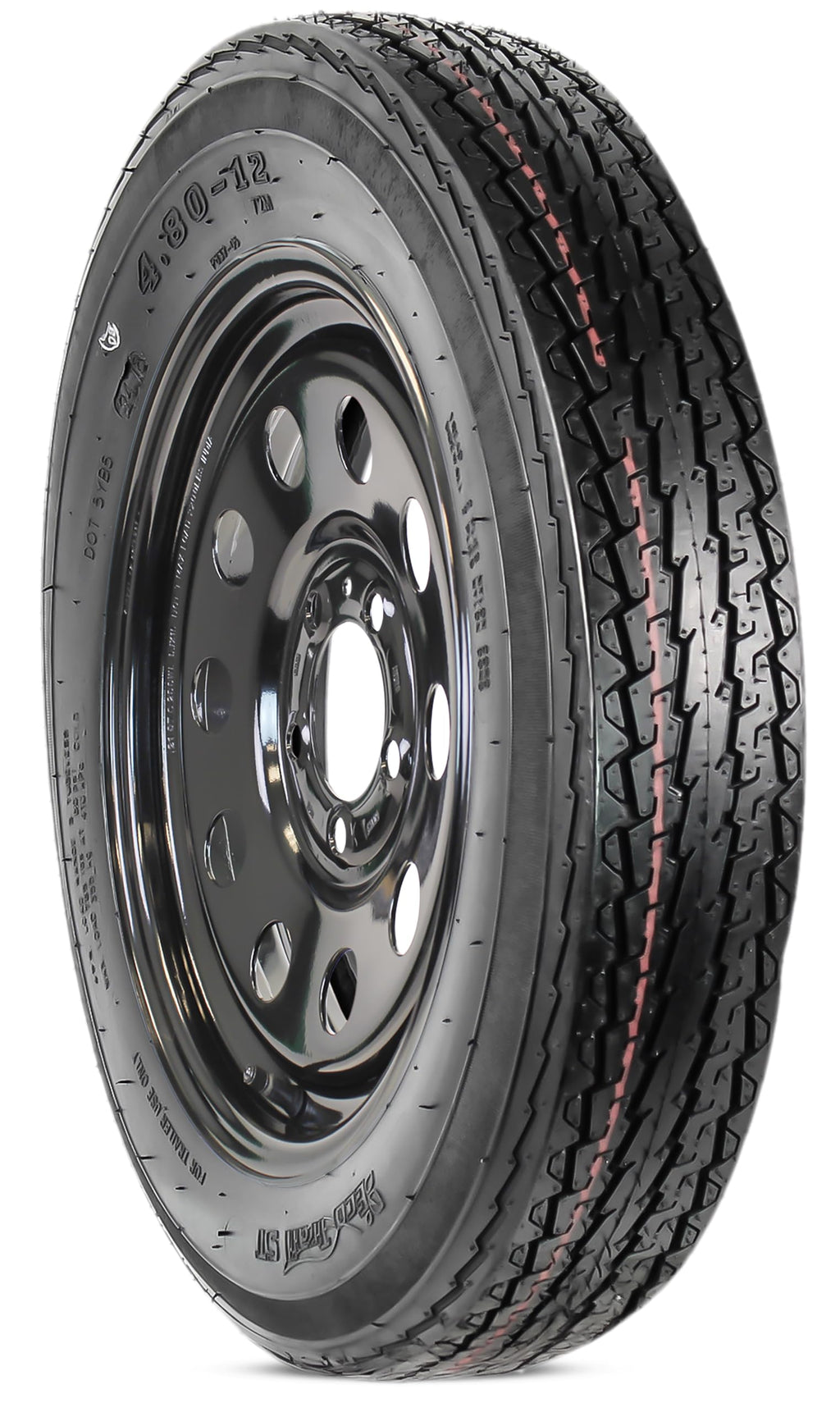 2-Pack Trailer Tire Rim Assembly 4.80-12 5 Lug Black M77793
