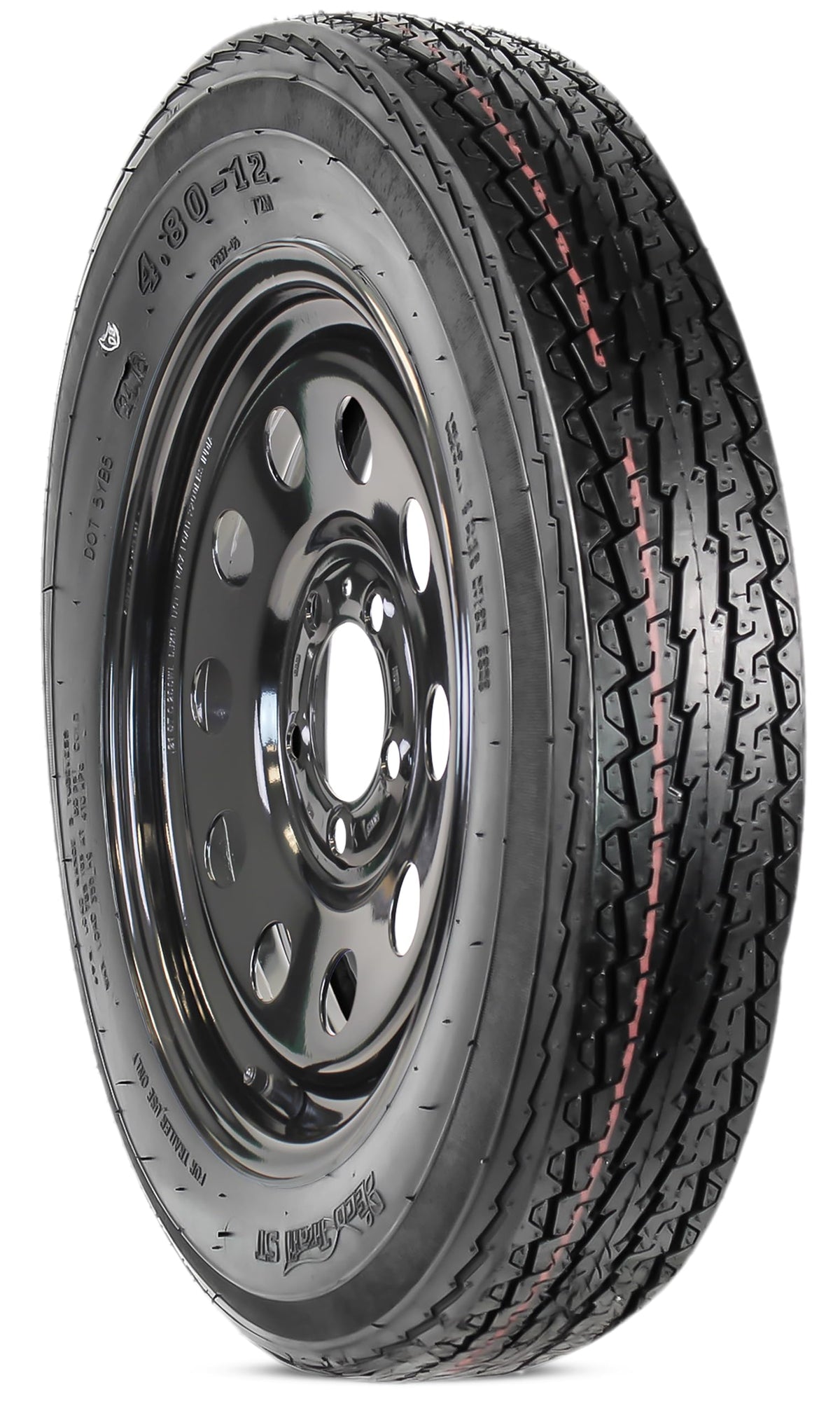 2-Pack Trailer Tire Rim Assembly 4.80-12 5 Lug Black M77793