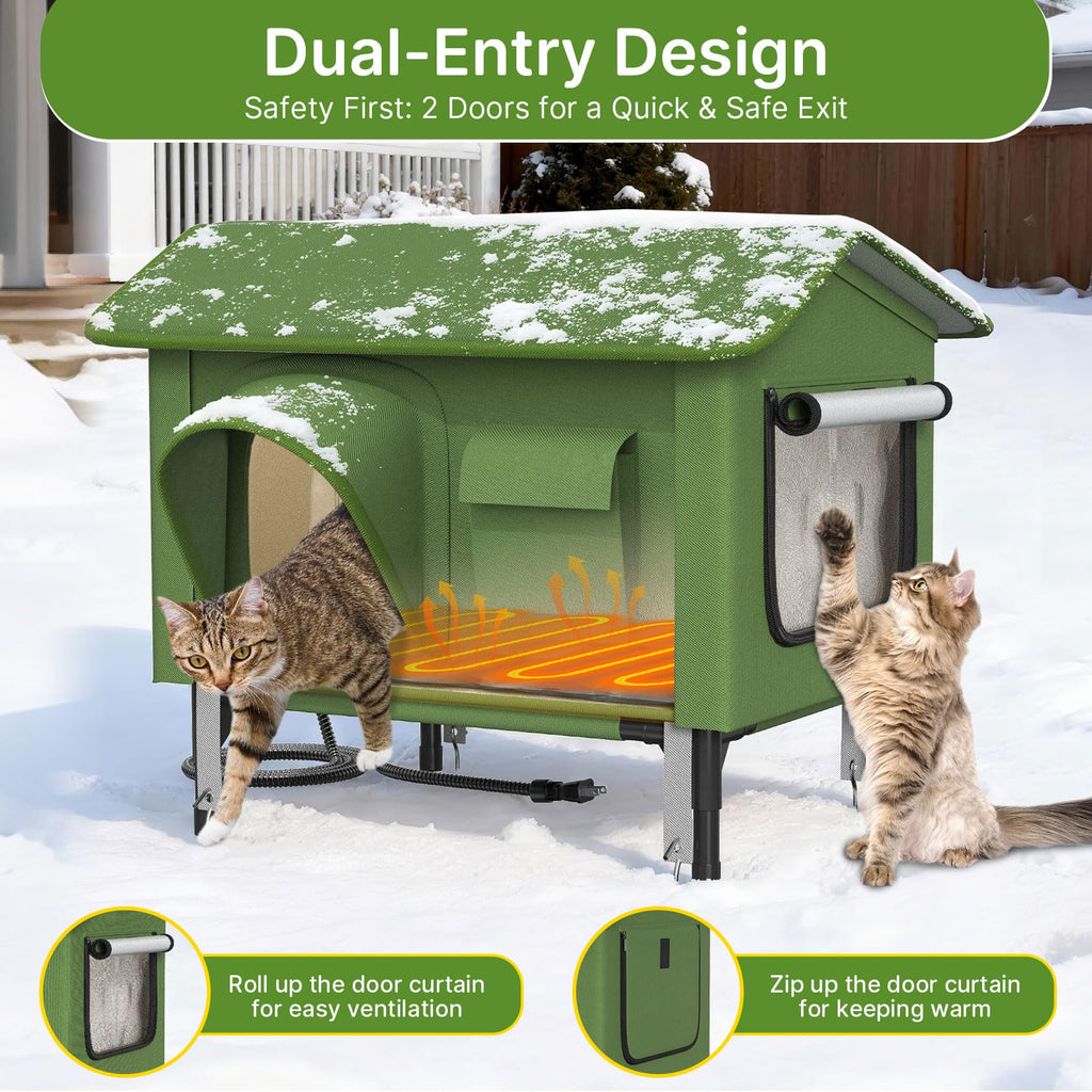 24" Heated Cat House with Escape Door N482