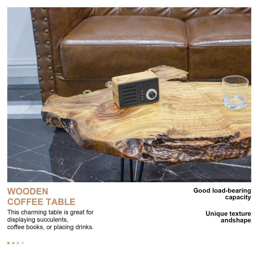 Natural Wood Coffee Table with Metal Hairpin Legs X608026