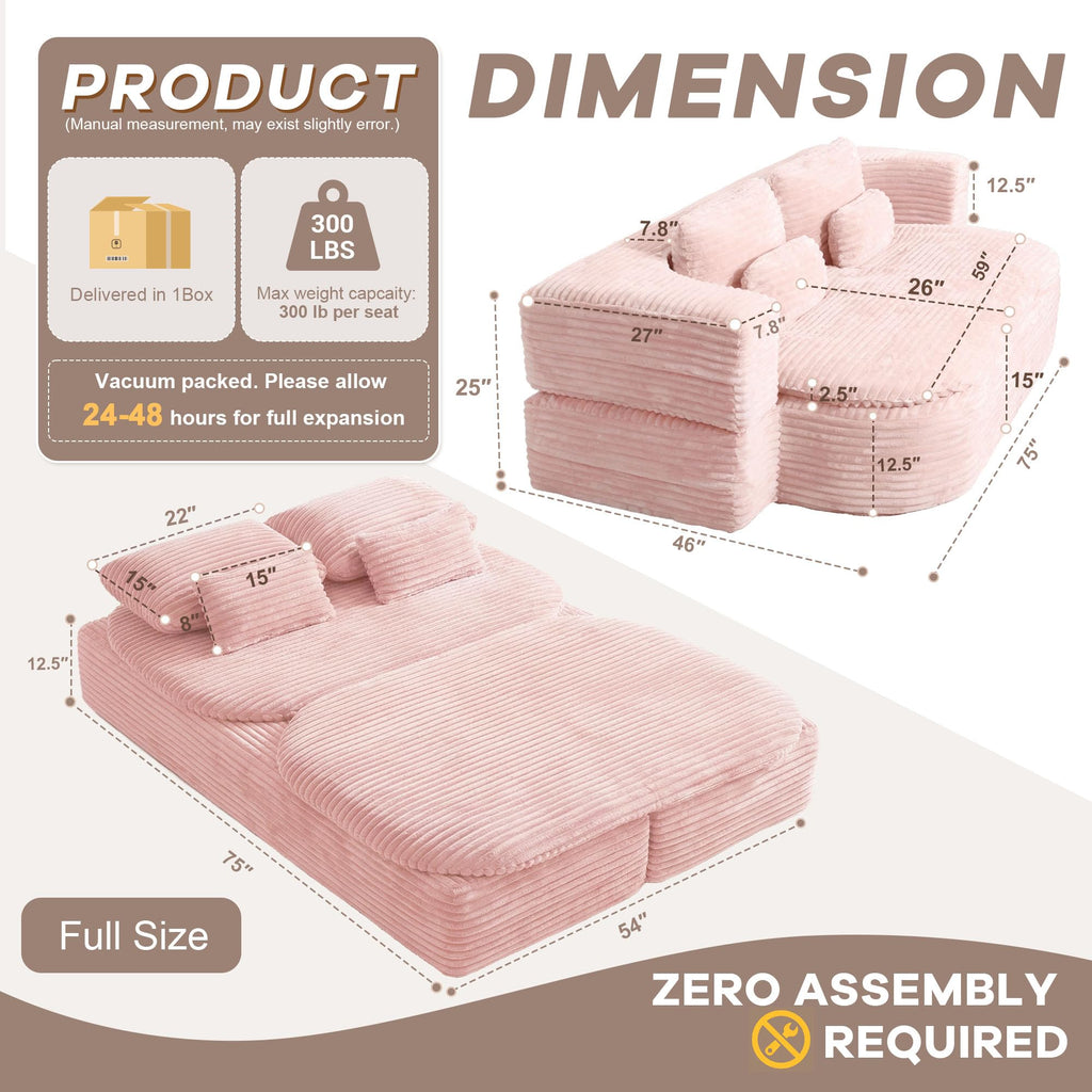 75'' Folding Sleeper Sofa Bed N61954