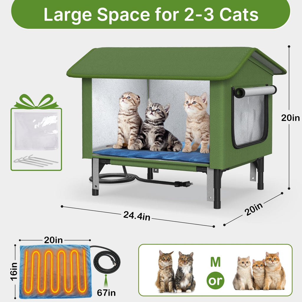 24" Heated Cat House with Escape Door N482