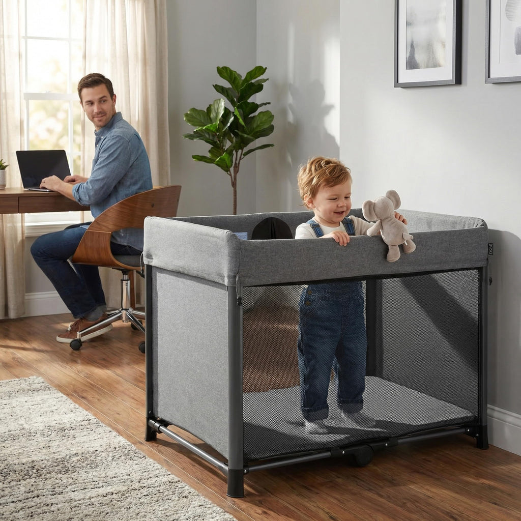 Portable Playard with Instant Fold and Bassinet, Grey W177640