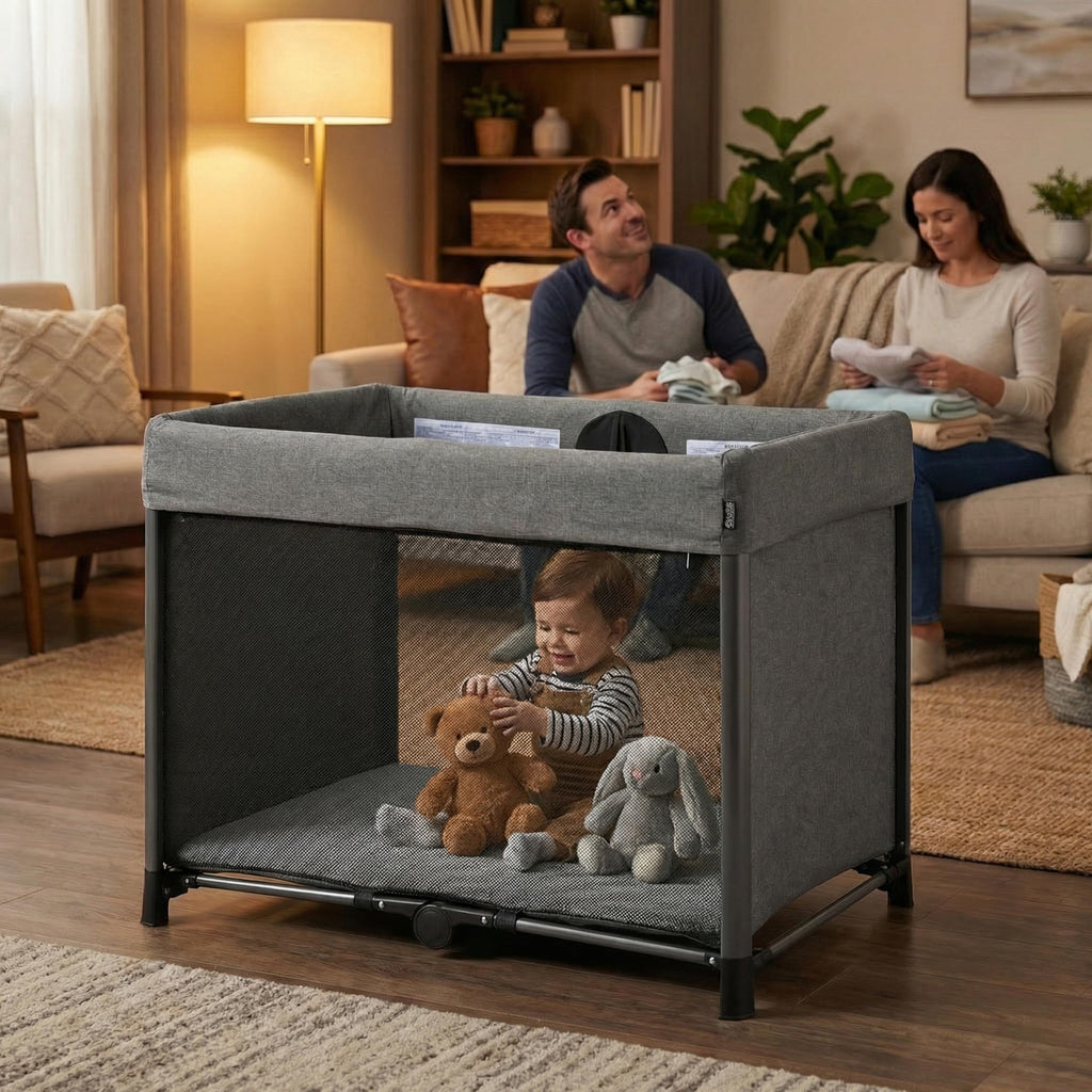 Portable Playard with Instant Fold and Bassinet, Grey W177640