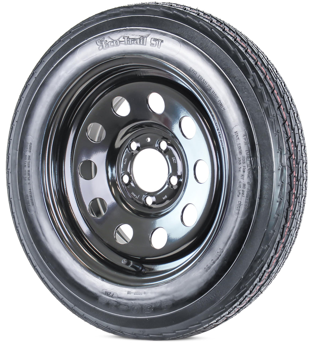 2-Pack Trailer Tire Rim Assembly 4.80-12 5 Lug Black M77793