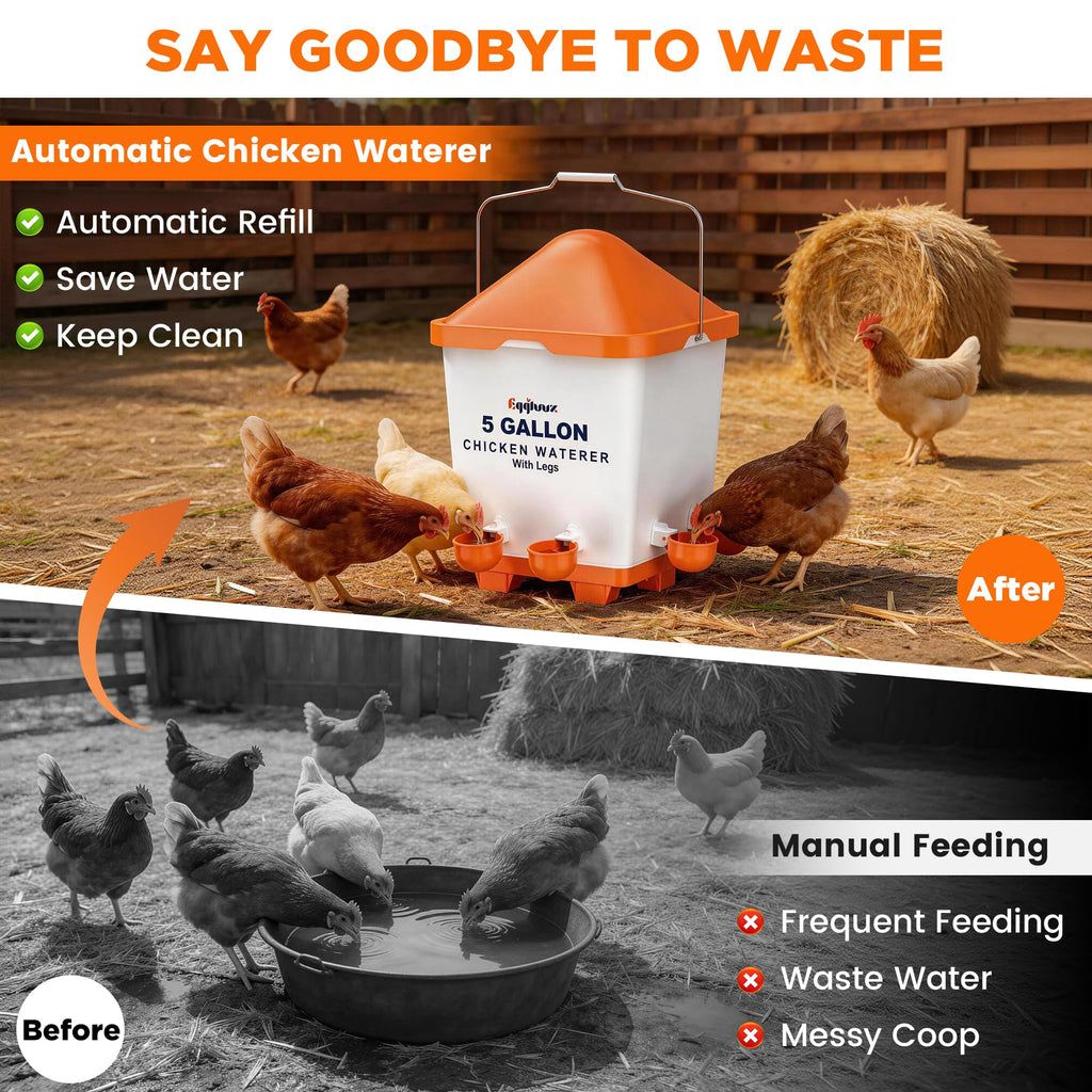 5 Gallons Chicken Waterer Bucket with Cups and Adjustable Legs J929