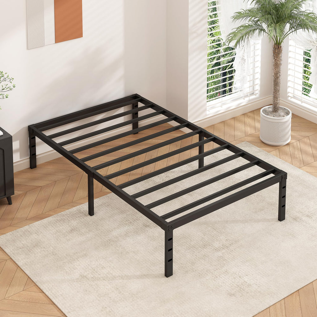 14 Inch Tall Black Metal Platform Twin Size Bed Frame L803