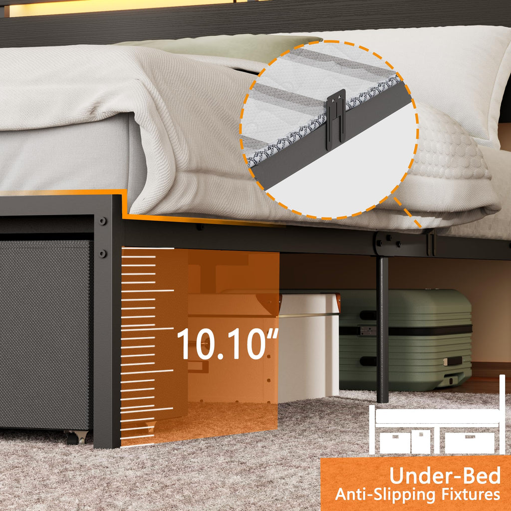 Full Size Bed Frame with Wood Headboard and Storage Drawers G85258
